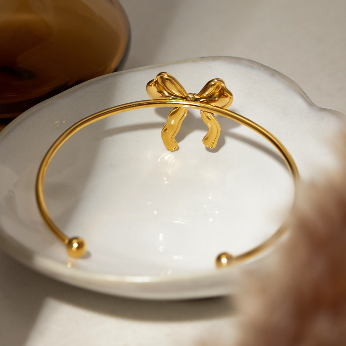 18K Gold-Plated Stainless Steel Bow Bracelet