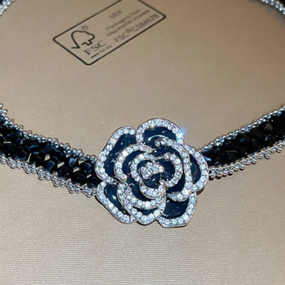 Alloy Crystal Rose Necklace