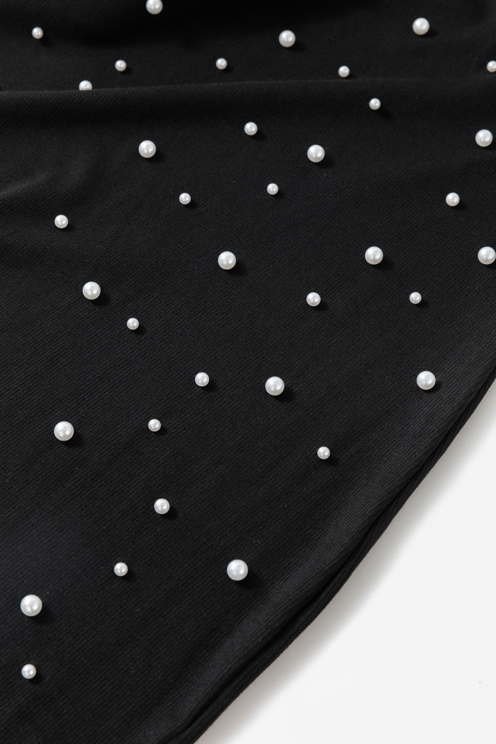 Black Pearl Beaded Sleeveless Square Neck Bodycon Dress