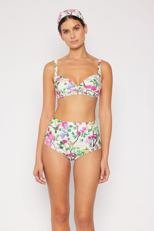 Marina West Swim Take A Dip Floral Twist High-Rise Bikini Set