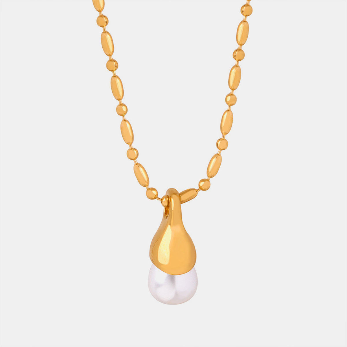 Titanium Steel Pearl Pendant Necklace