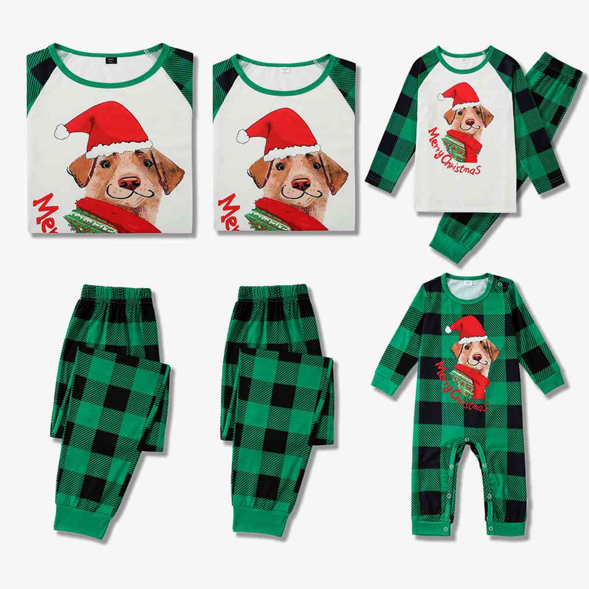 Kids MERRY CHRISTMAS Graphic Top and Plaid Pants Set