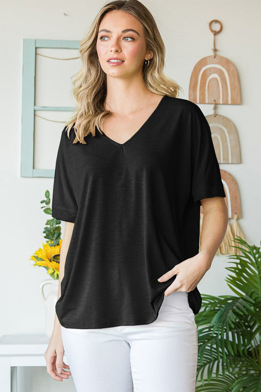 Heimish Full Size V-Neck Short Sleeve T-Shirt