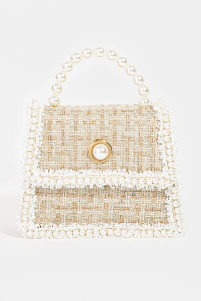 Fame Pearly Trim Woven Handbag
